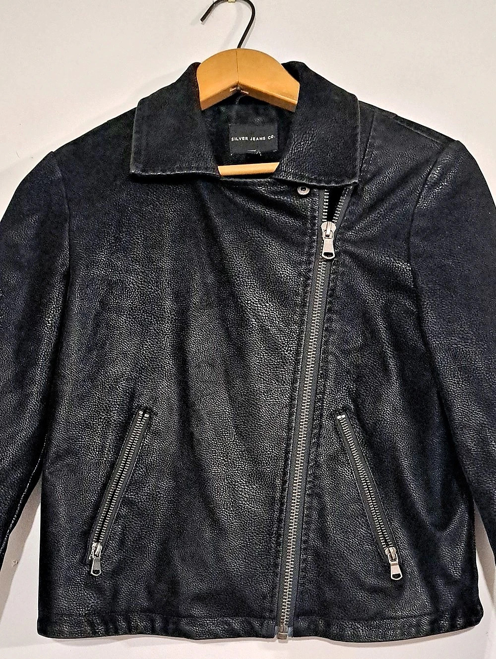 Silver Jeans Co. Faux Leather Moto Jacket Size Small Like New